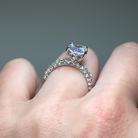 14k white gold plated engagement ring wedding - Picture 6 of 7